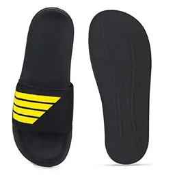 Men's Flipflop & Slipper FMF-02 ALL BLACK-WHITE-07 - UK7