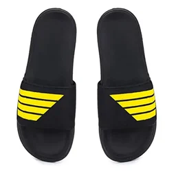 Men's Flipflop & Slipper FMF-02 ALL BLACK-WHITE-07 - UK7
