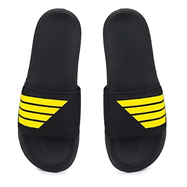 Men's Flipflop & Slipper FMF-02 ALL BLACK-WHITE-07 - UK7