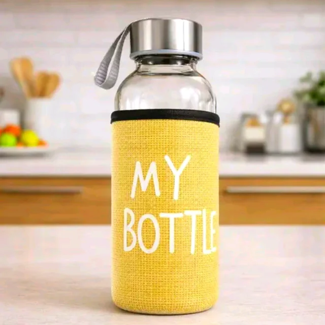 Glass Water Bottle With Cover(300 Ml) Glass Bottle - Water Bottle With Cover