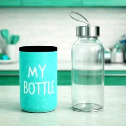 Glass Water Bottle With Cover(300 Ml) Glass Bottle - Water Bottle With Cover