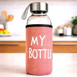 Glass Water Bottle With Cover(300 Ml) Glass Bottle - Water Bottle With Cover