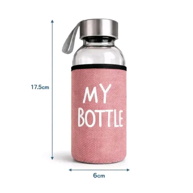 Glass Water Bottle With Cover(300 Ml) Glass Bottle - Water Bottle With Cover