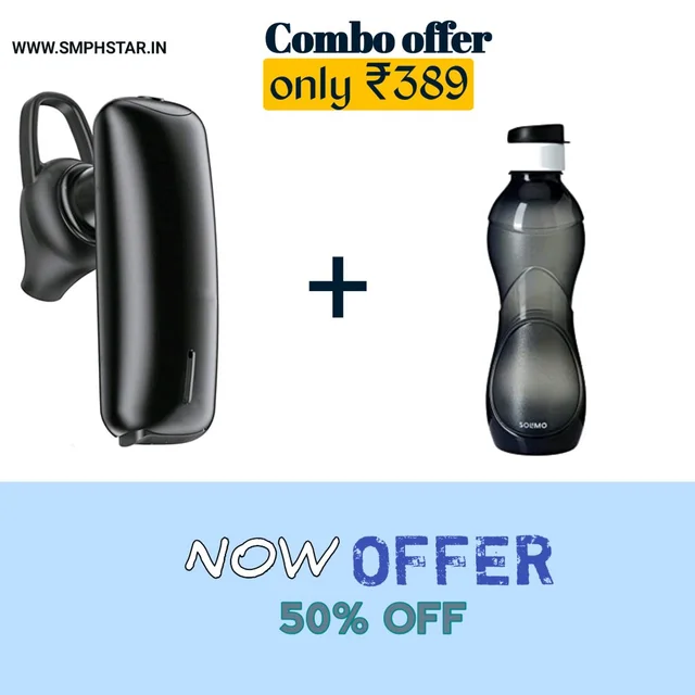 1 Water Bottle 1 Bluetooth Headphones Combo