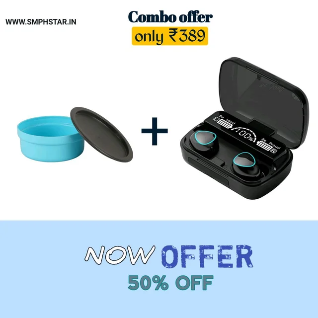 SMPH Bluetooth Earphones TWS Wireless And Plastic Tiffin Box