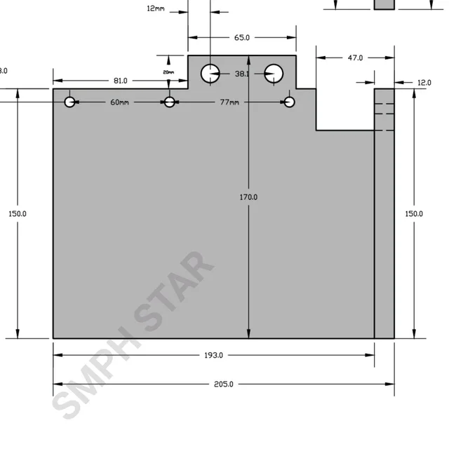 SMPH STAR Aluminum Heating Plate For UPVC Window Welding Machine - Aluminium, Right Side Plate