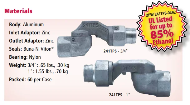 OPW 241TPS (Two Plane Swivel Connector) - 3/4 "