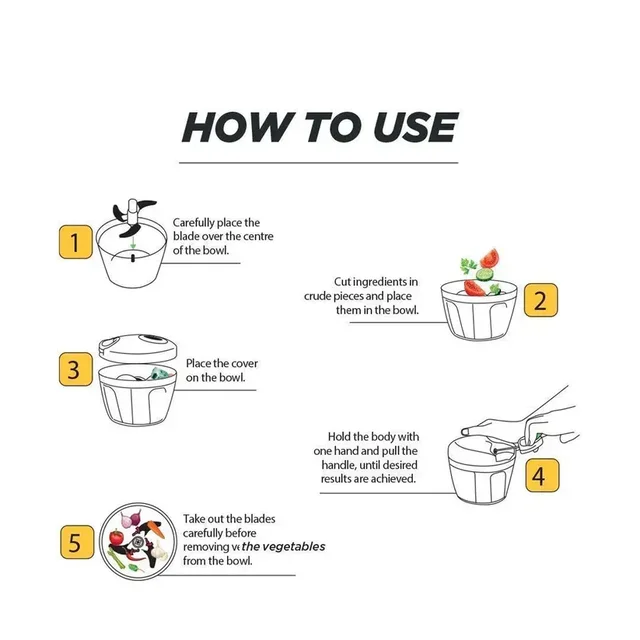 Manual Stainless Steel Vegetable Chopper – Compact, Extra Sharp with 5 Blades - EASY RETURN