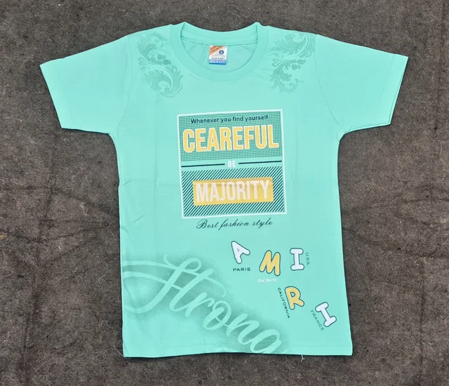 kids summer t shirt boyes - MINT GREEN, 6-7