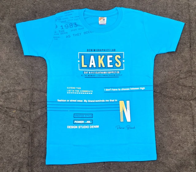 kids summer t shirt fot boyes - bright blue, 5-6