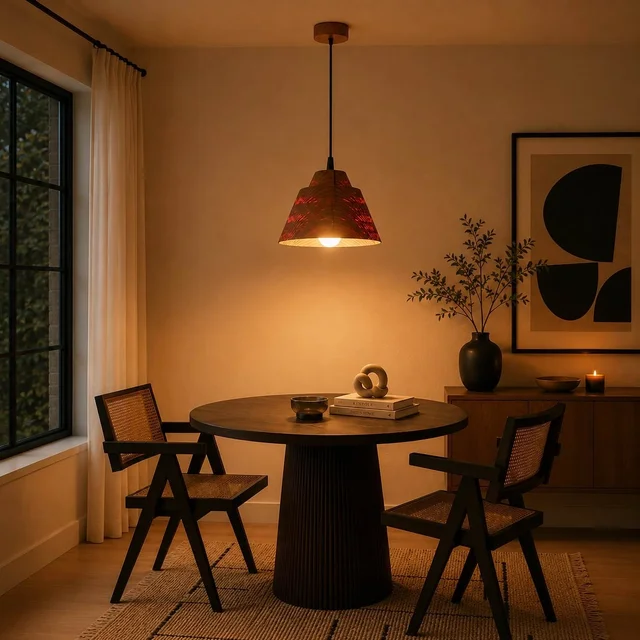 Wooden Pendant Lamp |The Amber Glow | Handcrafted Pine Wood Hanging Light