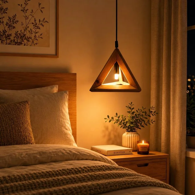 Wooden Pendant Lamp| The Eon Prism| Handcrafted Modern Geometric Hnaging Lights