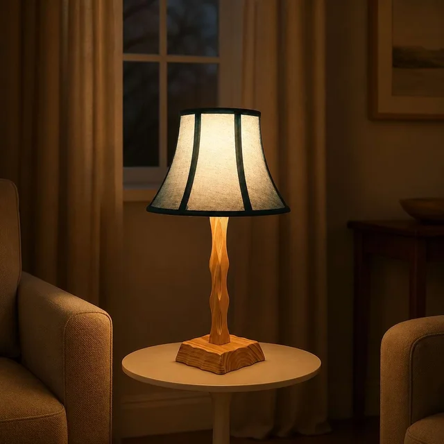 Wooden Table Lamp Tangent of Grace | Handcrafted Decorative Lamp for Modern Living Spaces