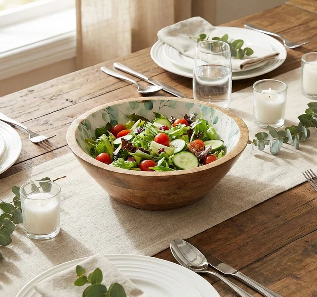 Printed Bowl Type - Green Leaves