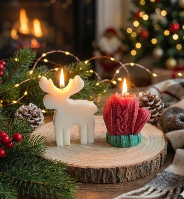Reindeer & Hand Glove Candle (Set of 2 Candle)