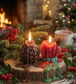 Pinecone & Hand Glove Candle (Set of 2 Candle)