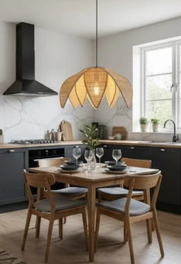 Petal Bloom Bamboo Pendant Light