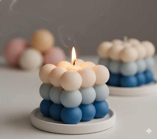 Bubble Cube Candle - Blue Gradient