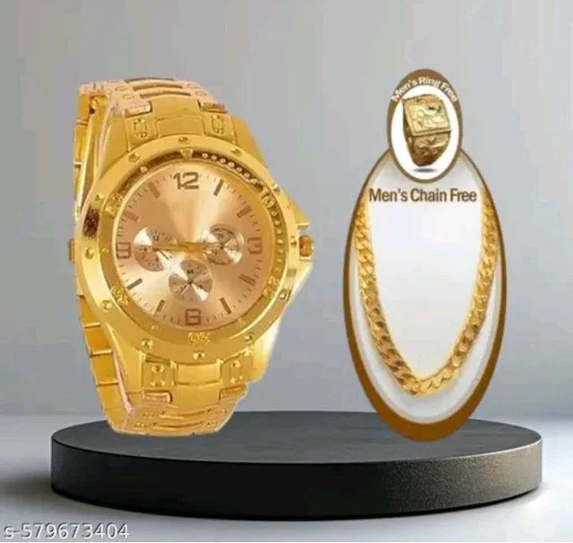 Golden Watch Combo Ring & Chain