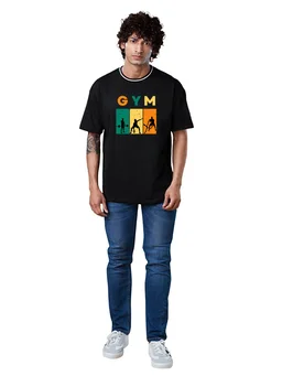 GYM Unique Print Oversized Drop Shoulder Stylish T-Shirt fit GYM Lovers - S