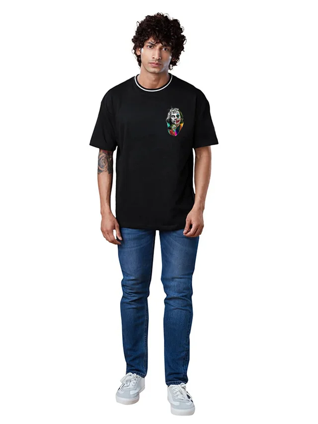 JOKER Graphic full Back print Oversized Drop Shoulder Stylish T-Shirt - S
