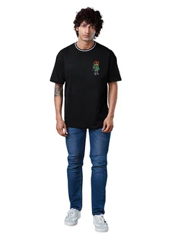 Teddy Bear Rap Hip Hop Lover Oversized Drop Shoulder full Back Print T-Shirt - S