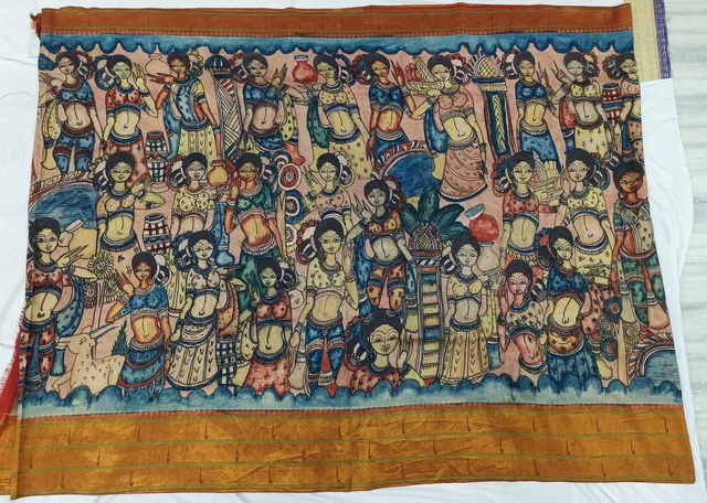 KALAMKARI HAND PAINTED PAITHANI STORY SAREE -KHPPSS004