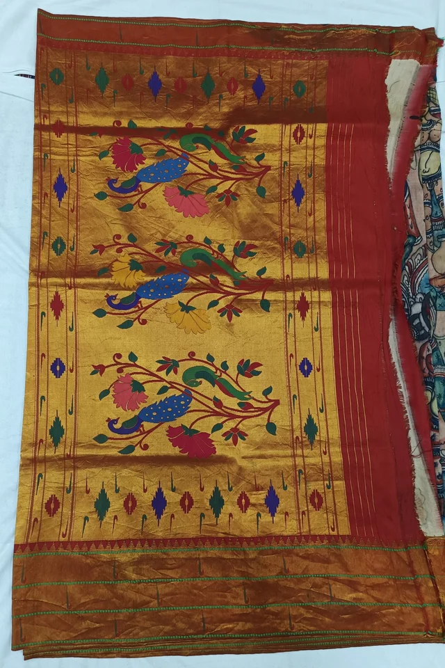 KALAMKARI HAND PAINTED PAITHANI STORY SAREE -KHPPSS004