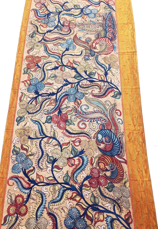 KALAMKARI HAND PAINTED PAITHANI FLORAL SAREE -KHPPFS010