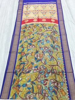 KALAMKARI HAND PAINTED PAITHANI FLORAL SAREE -KHPPFS014