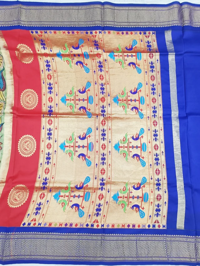 KALAMKARI HAND PAINTED PAITHANI FLORAL SAREE -KHPPFS014