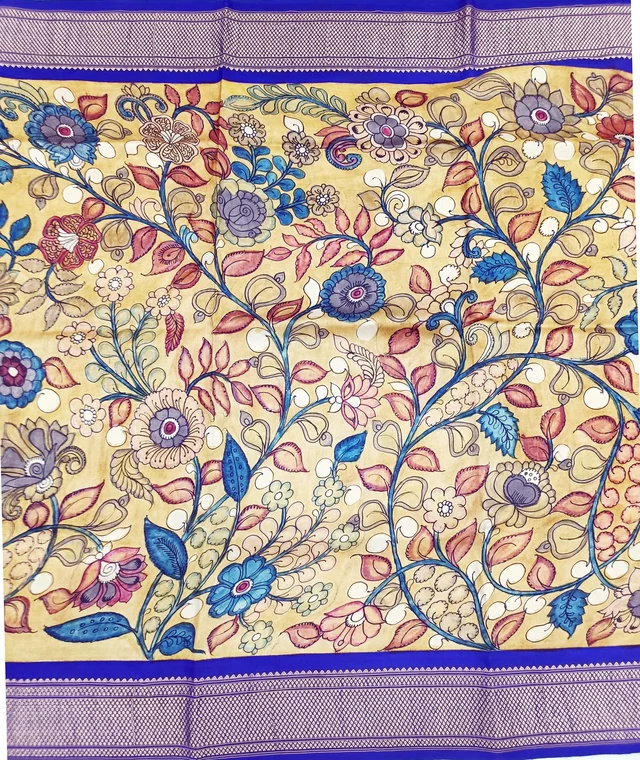 KALAMKARI HAND PAINTED PAITHANI FLORAL SAREE -KHPPFS016