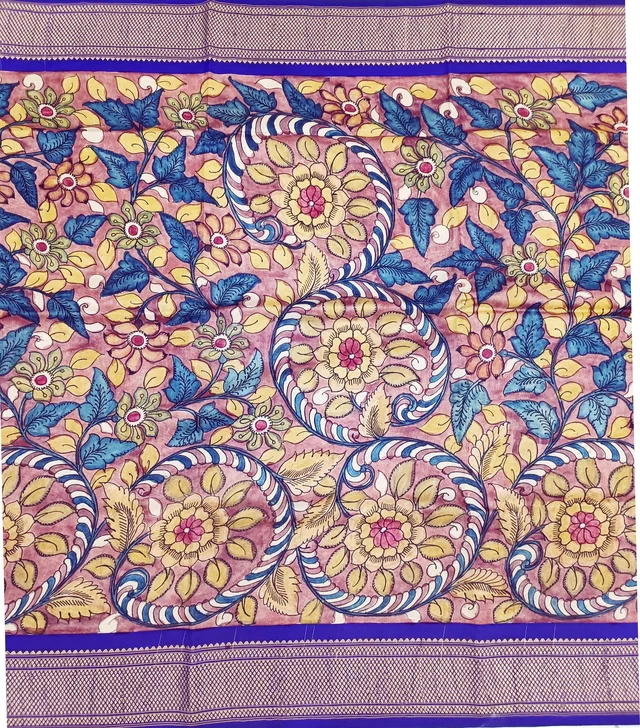 KALAMKARI HAND PAINTED PAITHANI FLORAL SAREE -KHPPFS017