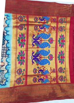 KALAMKARI HAND PAINTED PAITHANI STORY SAREE -KHPPSS002