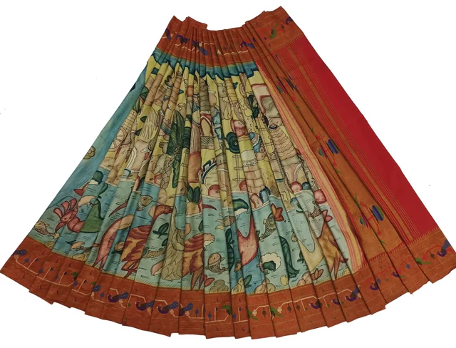 KALAMKARI HAND PAINTED PAITHANI STORY SAREE -KHPPSS006