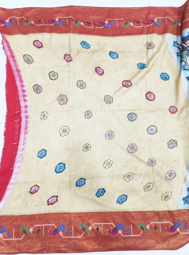 KALAMKARI HAND PAINTED PAITHANI STORY SAREE -KHPPSS009
