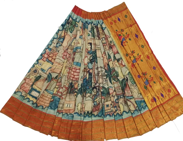 KALAMKARI HAND PAINTED PAITHANI STORY SAREE -KHPPSS007