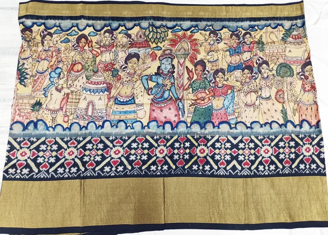 POCHAMPALLY KALAMKARI HAND PAINTED STORY SAREE -PKHPSS006