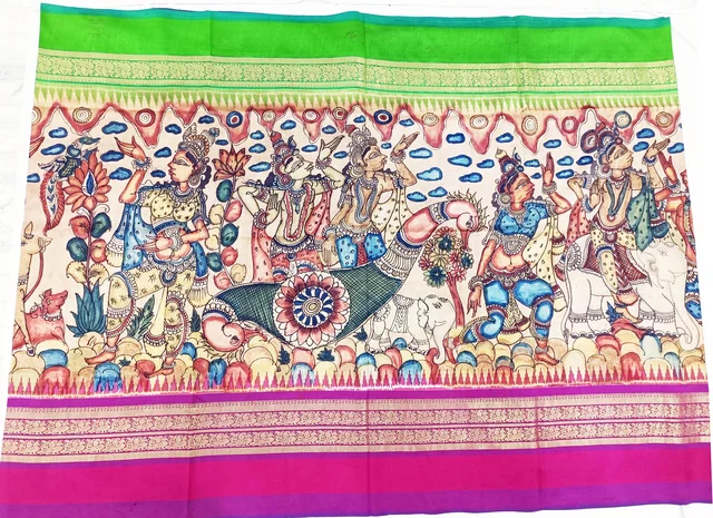POCHAMPALLY KALAMKARI HAND PAINTED STORY SAREE -PKHPSS009