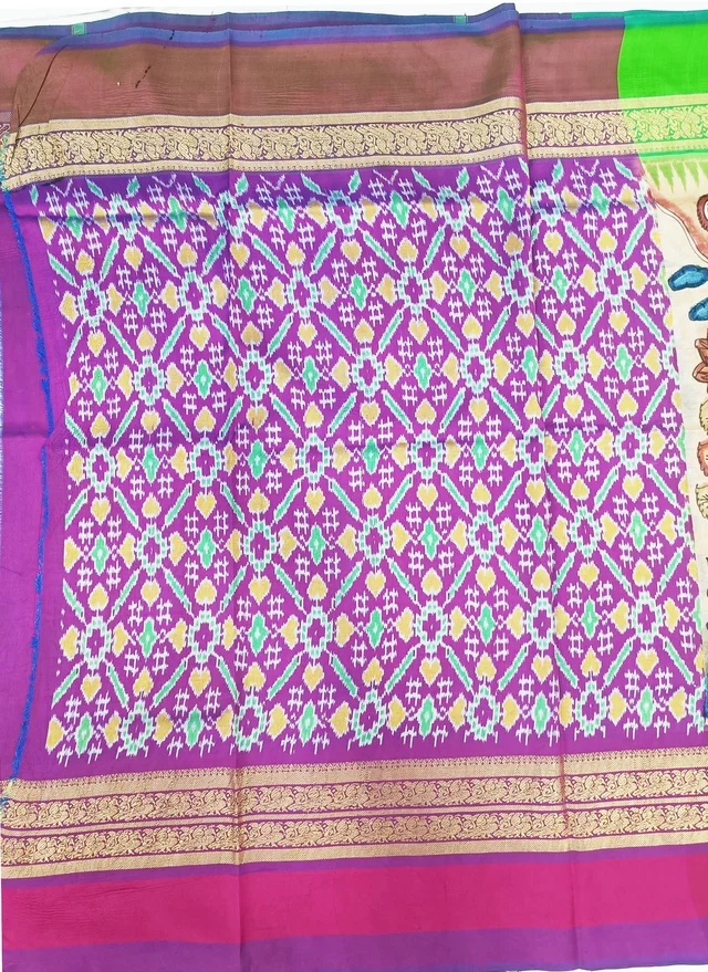 POCHAMPALLY KALAMKARI HAND PAINTED STORY SAREE -PKHPSS009