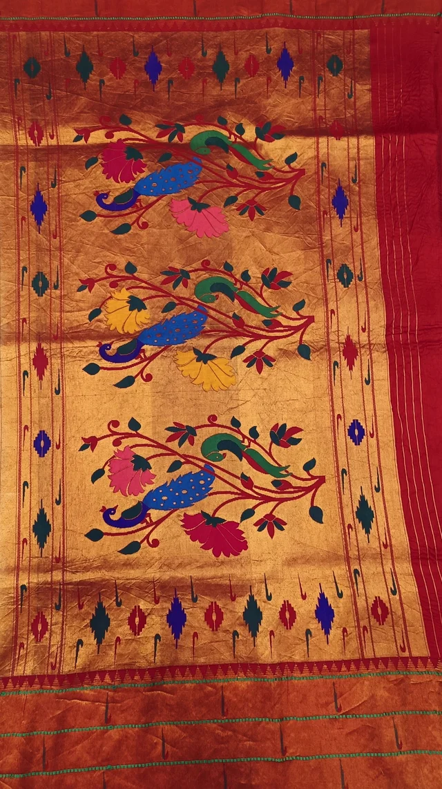 KALAMKARI HAND PAINTED PAITHANI STORY SAREE -KHPPSS003