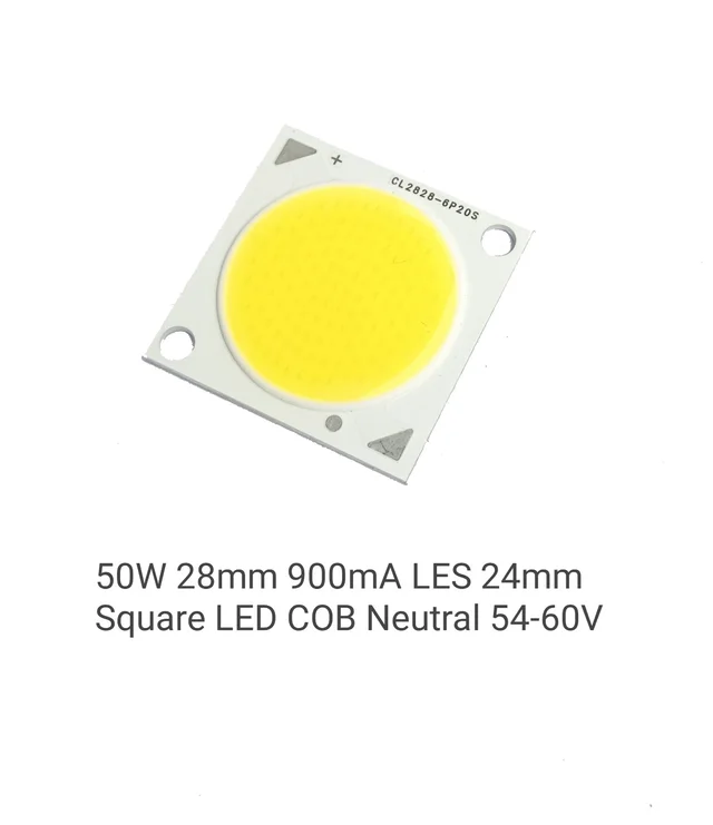 Camart 54W 28mm 900mA LES 24mm Square LED COB Neutral 54-60V - 22mm, White
