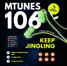 Mobilla MTUNES 106 Earphone - Lemon Yellow / Blink Blue / Sky Blue / Jungle Green / Dark Purple