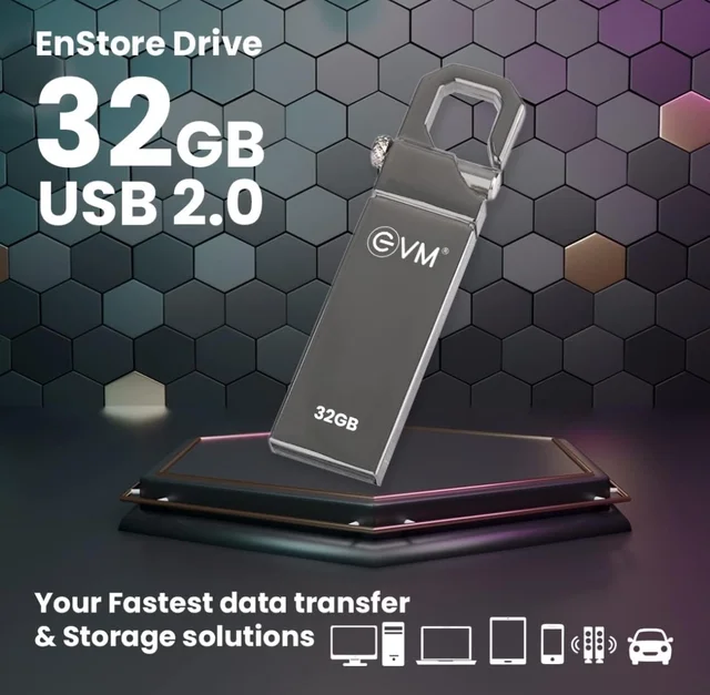 EVM EnStore 32GB Metal Pendrive - Silver