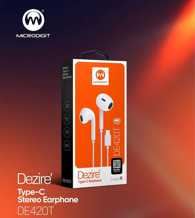 Microdigit Dezire DE420T Type-C Stereo Earphone - White