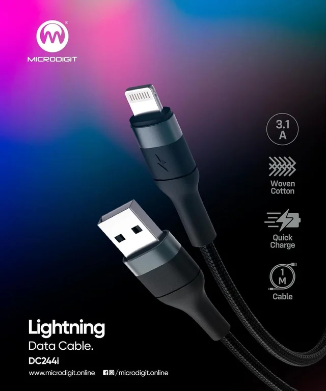 Microdigit DC244i Lightning Cable - Black