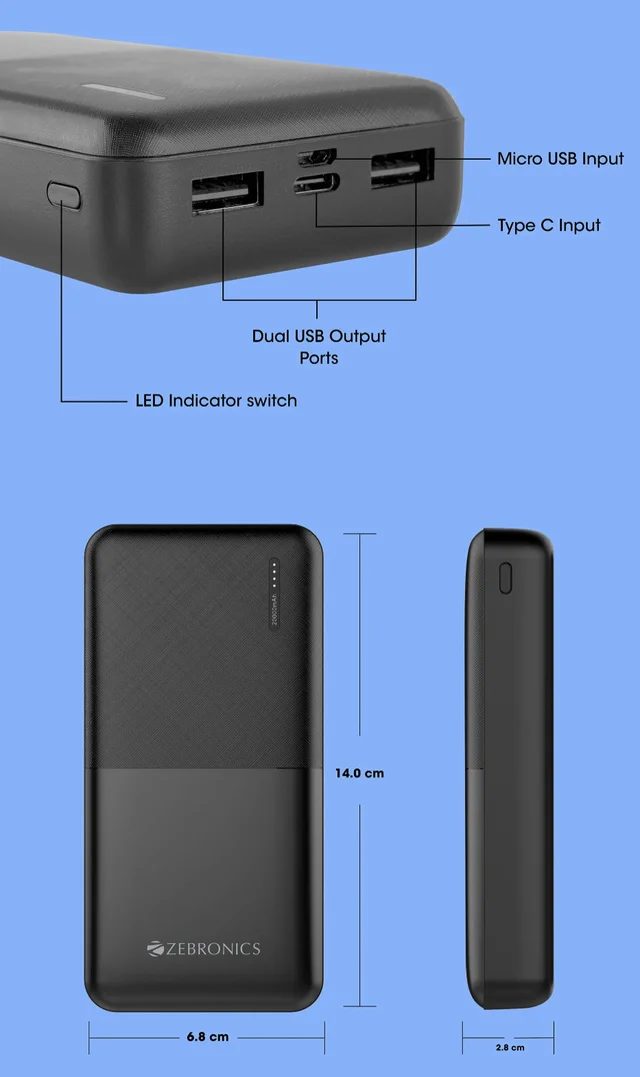 Zebronics ZEB MB20000 R3 20000 mAh Power Bank - Black