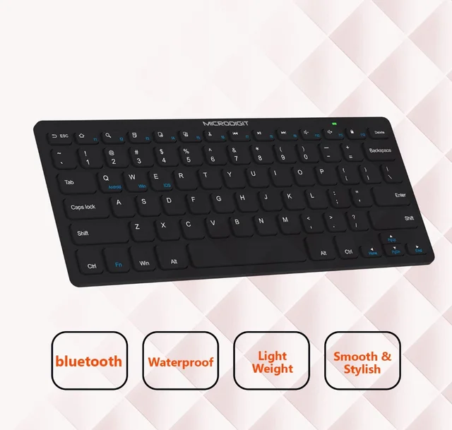 Microdigit MD319BK Mini 5.0 Bluetooth Wireless Keyboard - Black