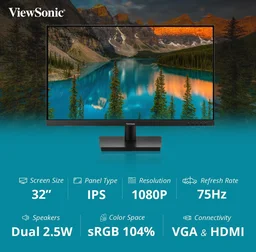 Viewsonic ViewSonic VA3209-MH 32 Inch Full Hd IPS Freesync Wide Monitor - Black