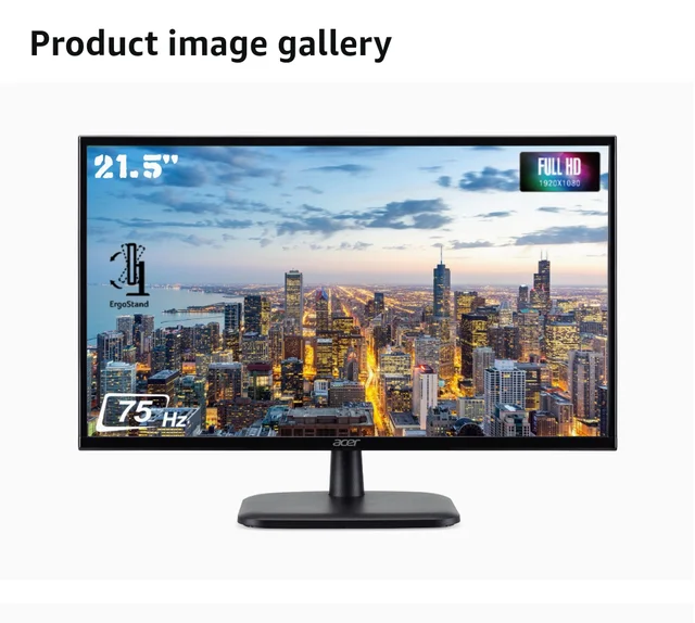 Acer EK220Q 21.5 Inch (54.61 Cm) Full HD VA Panel LCD Monitor - Black